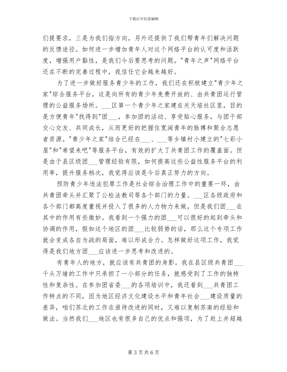 2024年共青团区委挂职副书记个人工作总结_第3页
