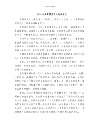 2024年共青团员个人总结范文