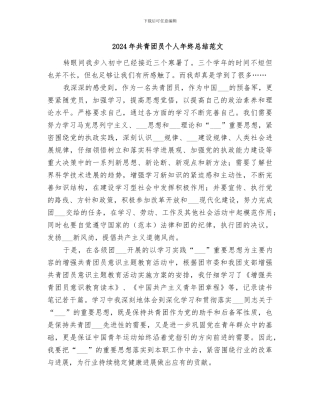 2024年共青团员个人年终总结范文