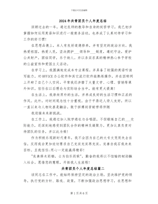 2024年共青团员个人年度总结