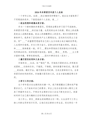 2024年共青团员年度个人总结