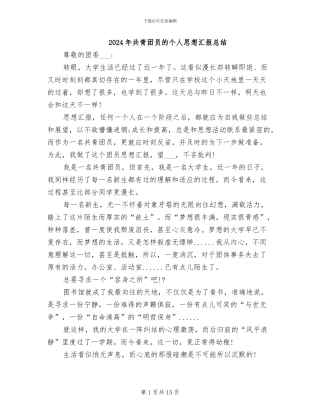 2024年共青团员的个人思想汇报总结