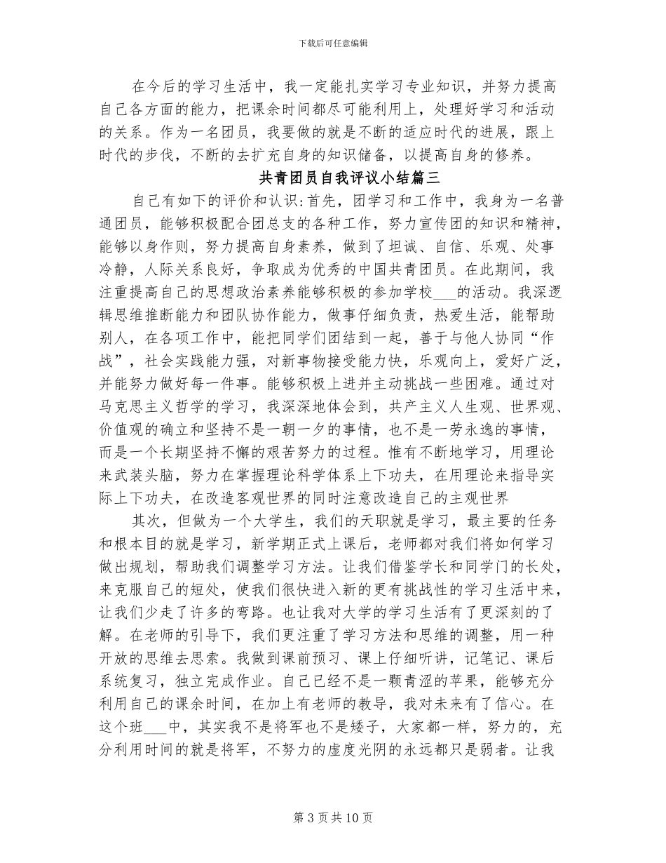 2024年共青团员自我评议小结_第3页