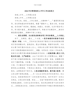 2024年共青团组织上半年工作总结范文