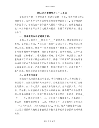 2024年内窥镜室护士个人总结