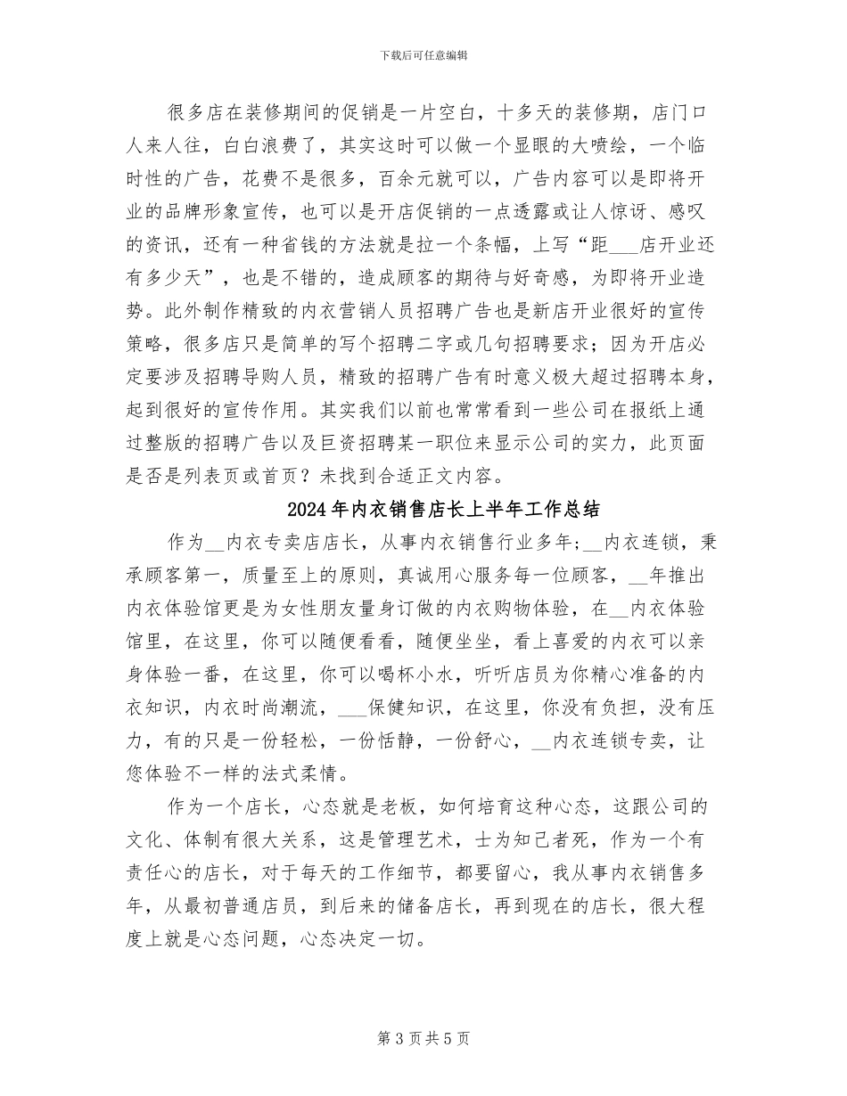 2024年内衣销售工作总结_第3页