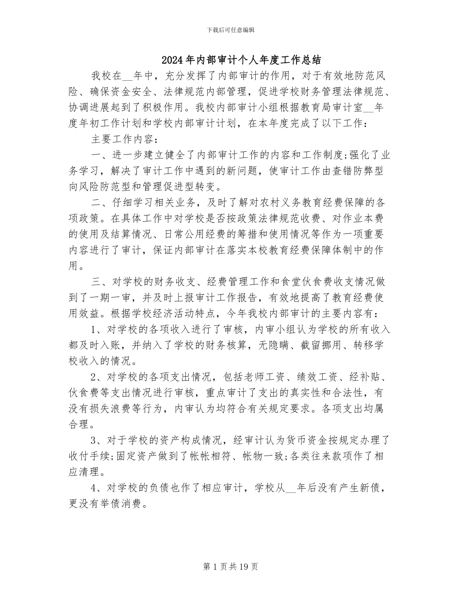 2024年内部审计个人年度工作总结_第1页
