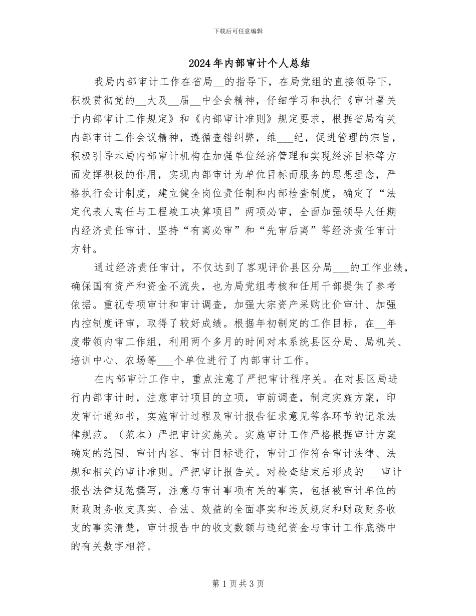 2024年内部审计个人总结_第1页