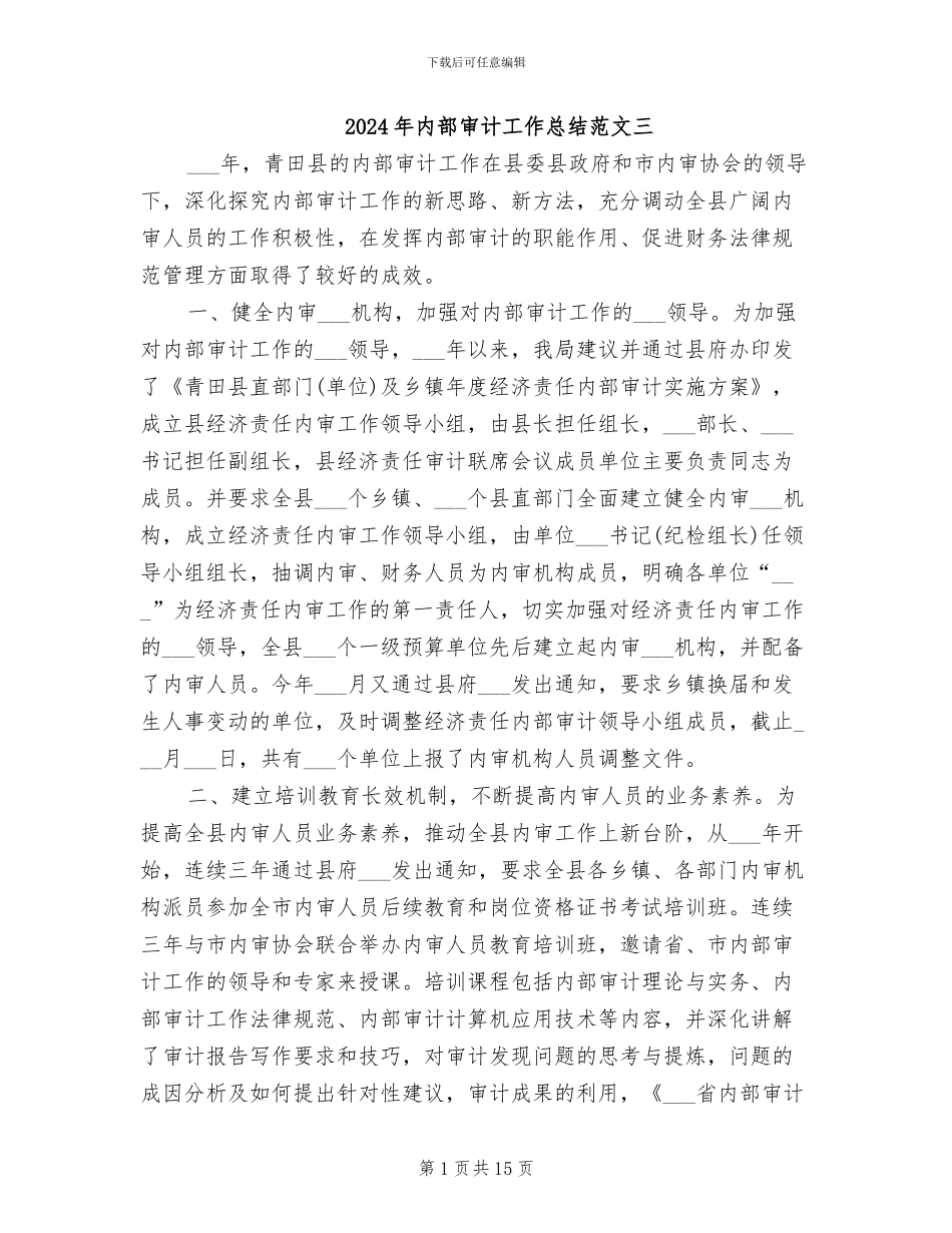 2024年内部审计工作总结范文三_第1页