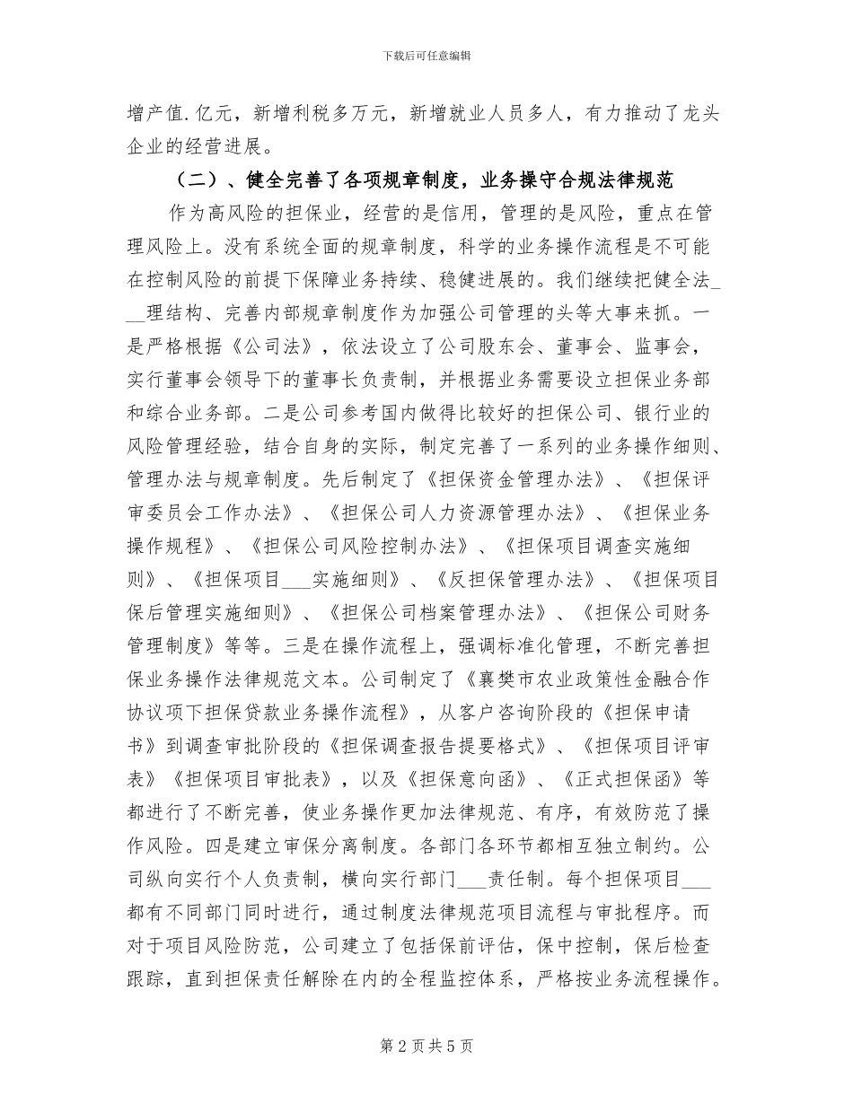 2024年农业信用担保公司年终总结_第2页