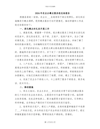 2024年农业办蹲点服务组总结报告