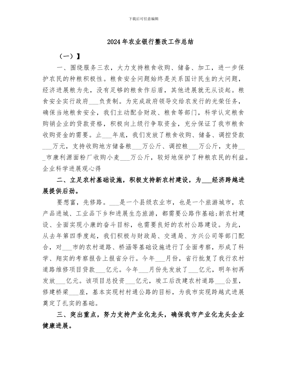 2024年农业银行整改工作总结_第1页