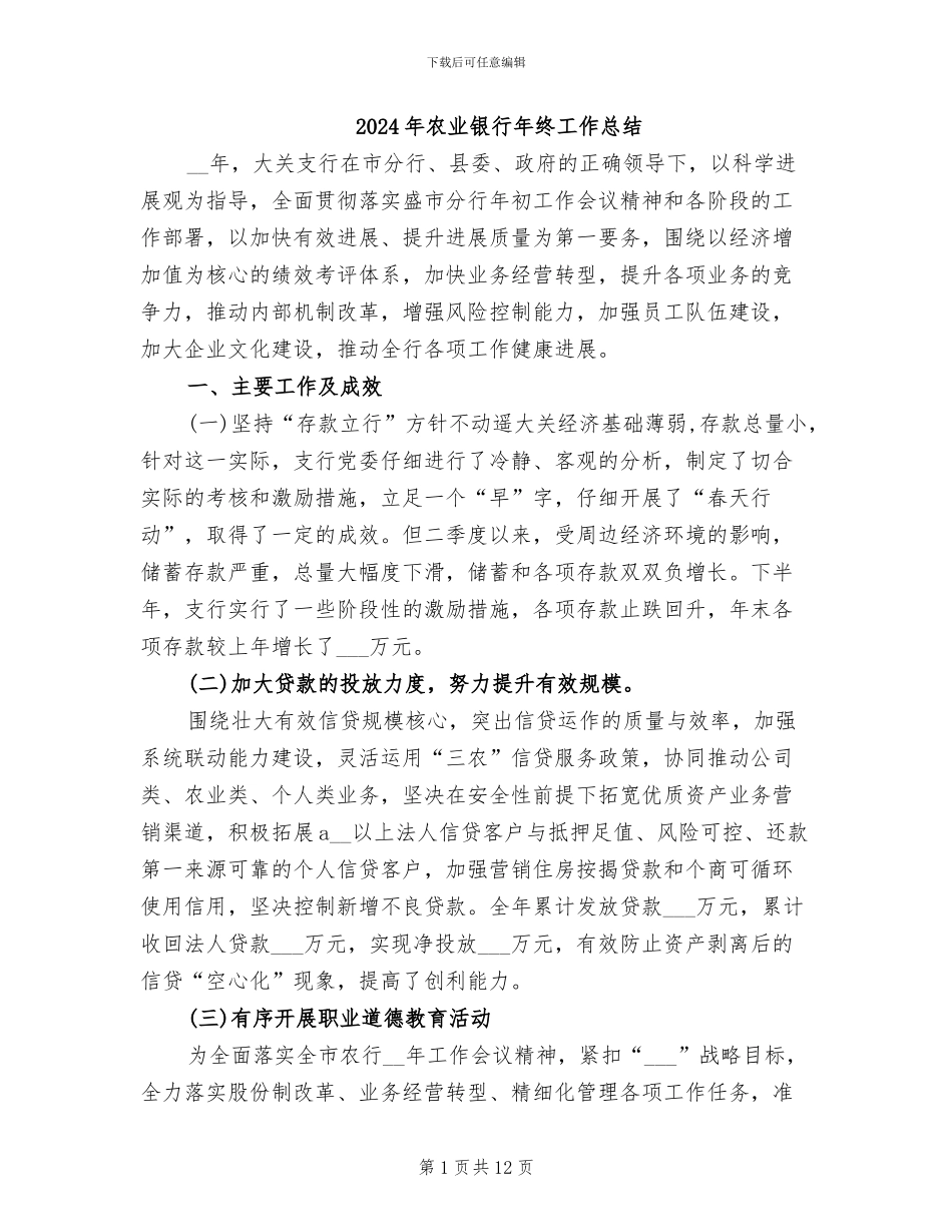 2024年农业银行年终工作总结_第1页