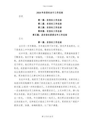 2024年农信社会计工作总结