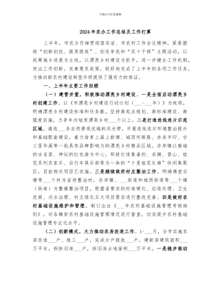2024年农办工作总结及工作打算