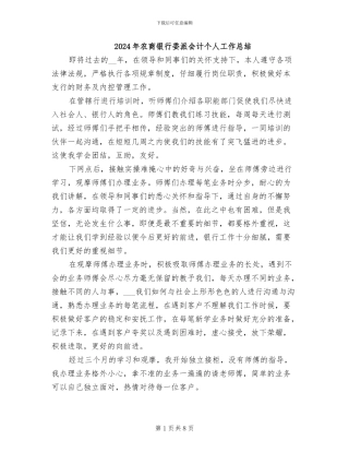 2024年农商银行委派会计个人工作总结