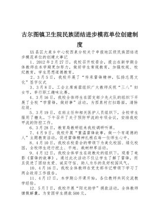 古尔图镇卫生院民族团结进步模范单位创建制度
