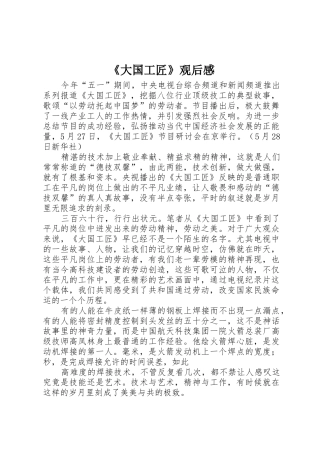 《大国工匠》观后感