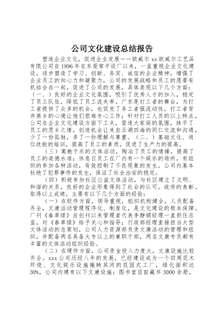 公司文化建设总结报告