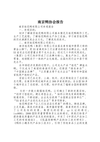 南京鸭协会报告