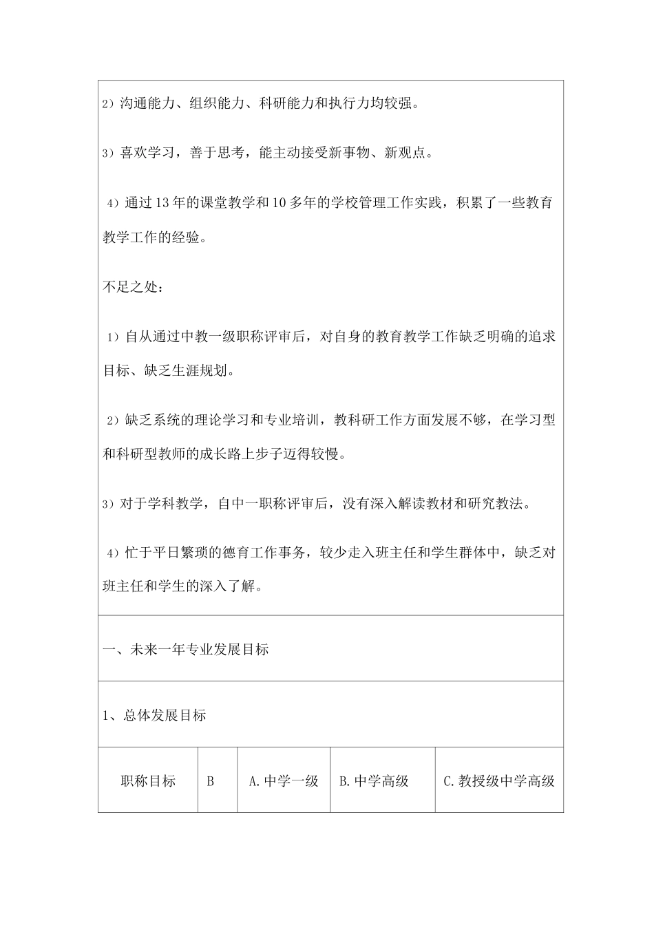 教师个人专业发展规划表_第2页