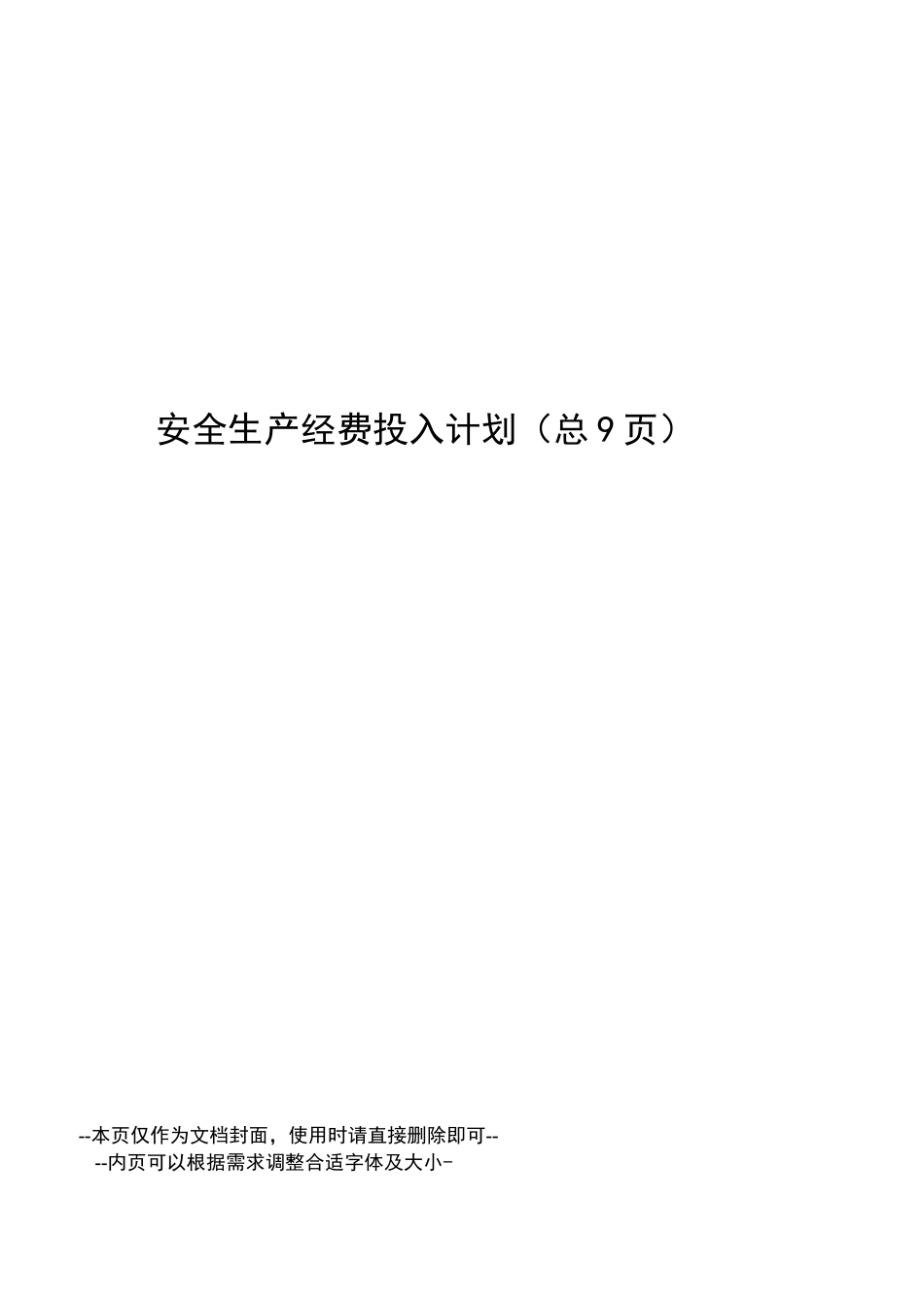 安全生产经费投入计划_第1页