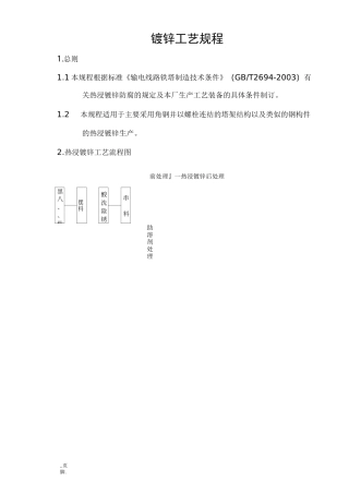 镀锌工艺规程