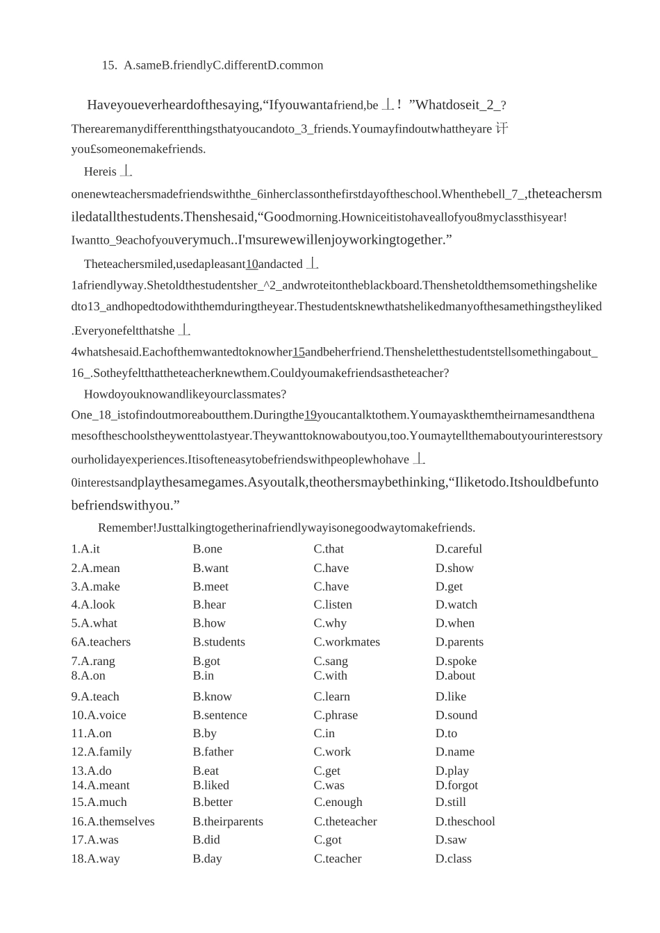 高中完型填空专题训练_第2页