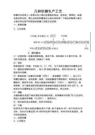 几种软糖生产工艺