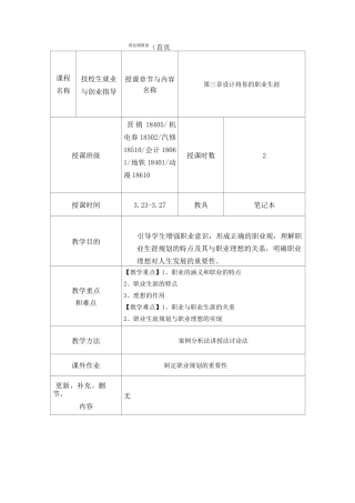 第四周技校生就业与创业指导教案