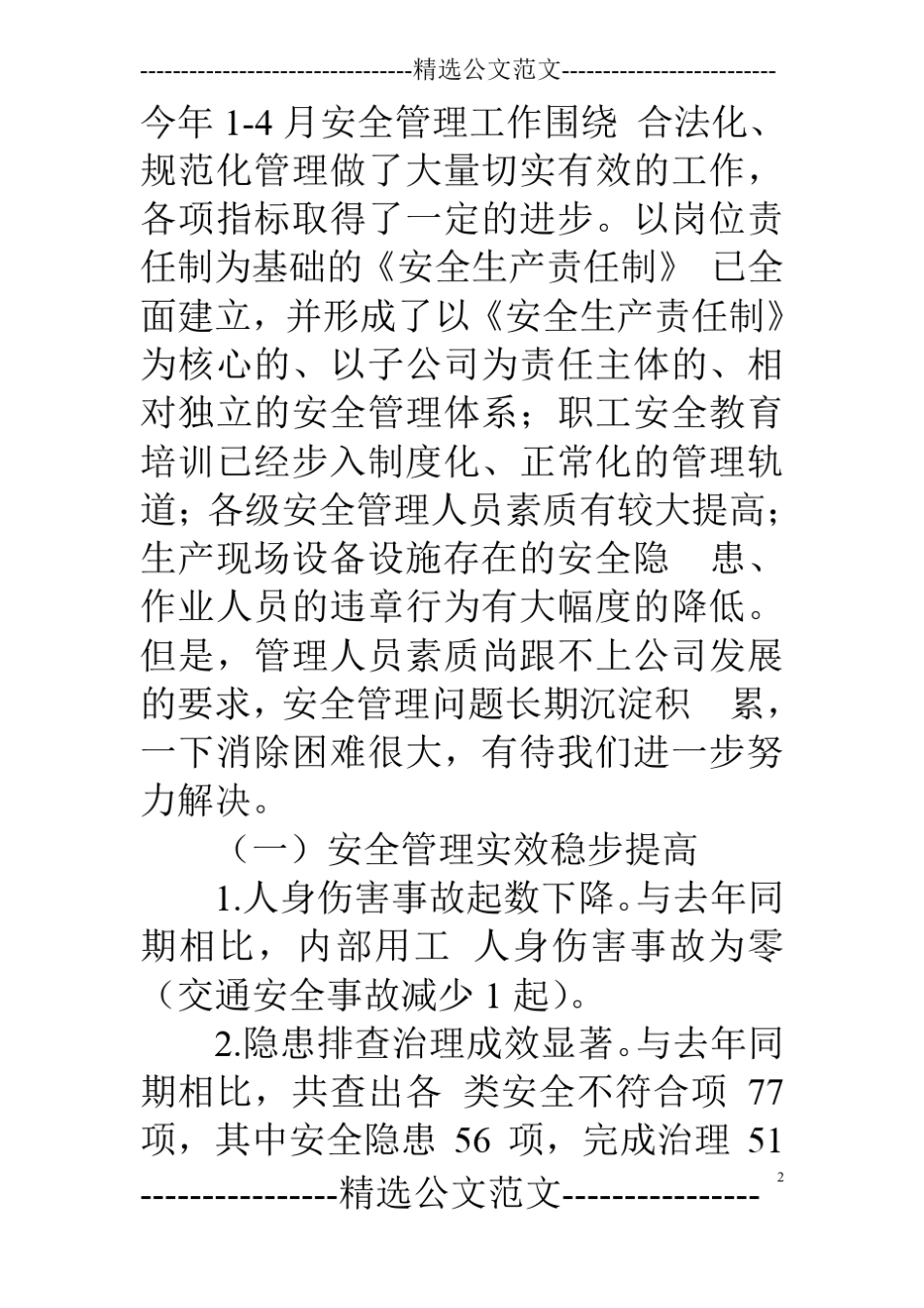 企业安委会汇报材料_第2页