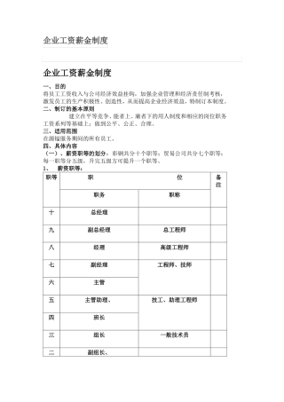 企业工资薪金制度
