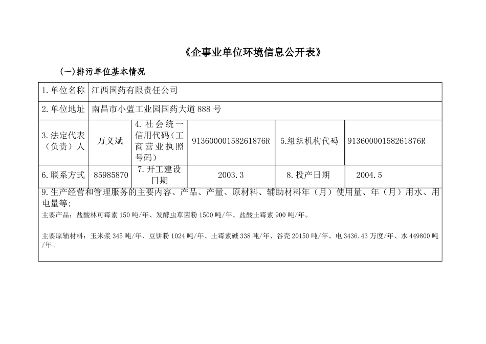 企事业单位环境信息公开表_第1页