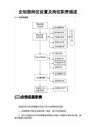 企划部岗位设置及岗位职责描述