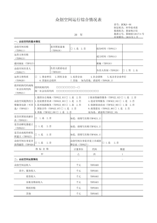众创空间运行综合情况表