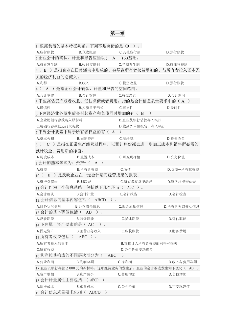 会计学选择题_第1页