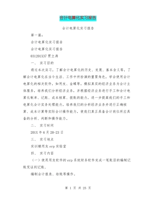 会计电算化实习报告