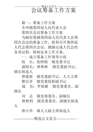 会议筹备工作方案