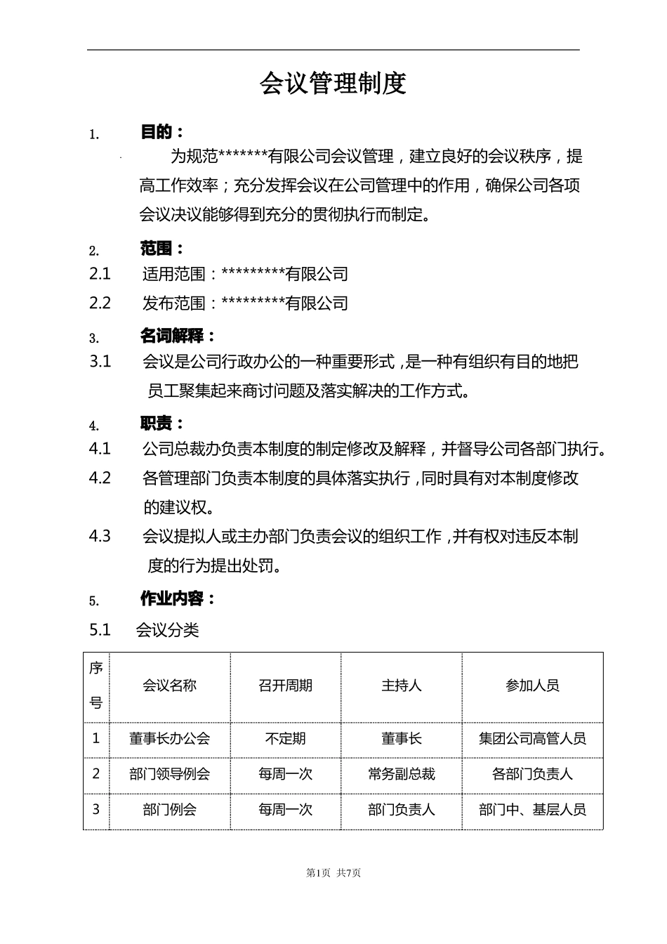 会议管理集团公司会议制度_第1页