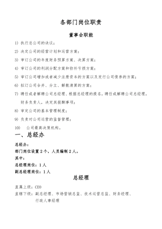 传媒公司岗位职责
