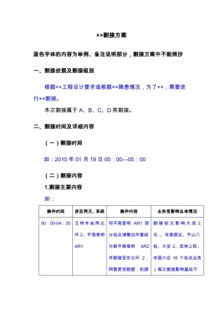 传输设备割接方案模板