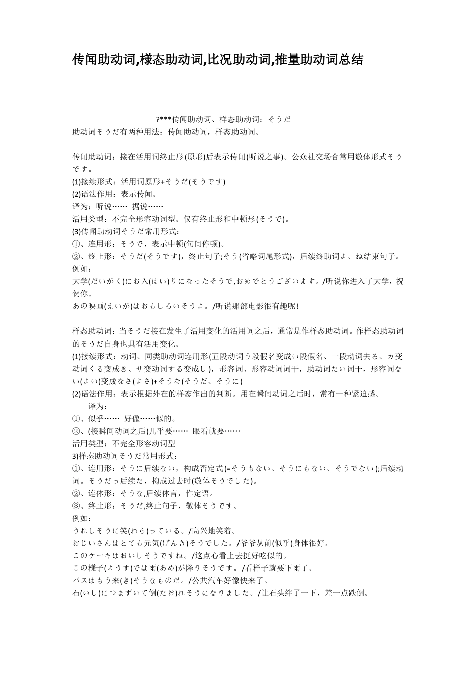 传闻助动词様态助动词比况助动词推量助动词_第1页