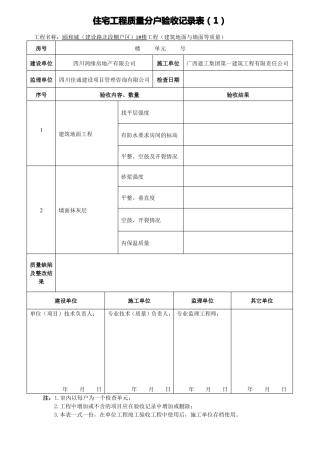 住宅工程质量分户验收记录表