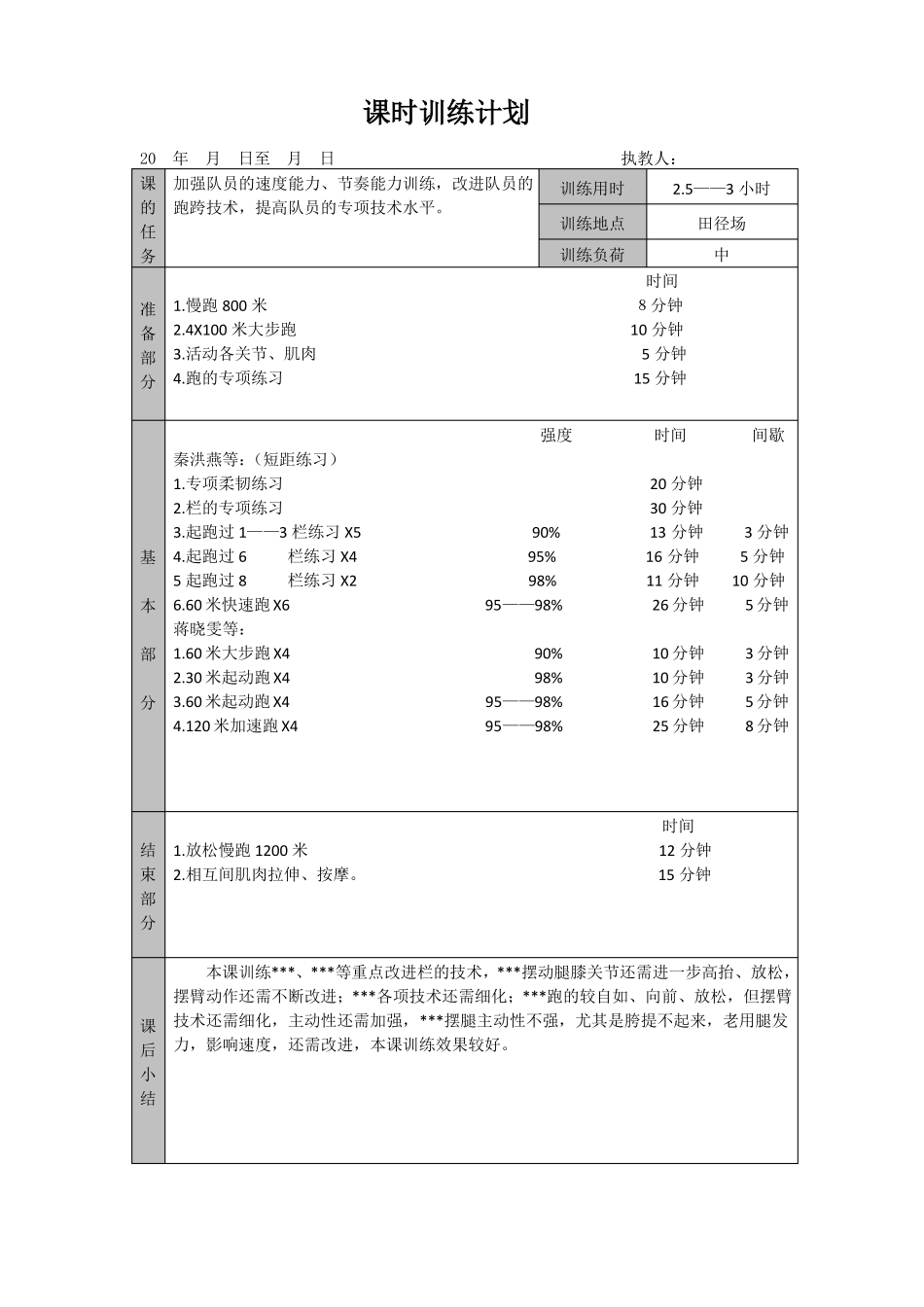 体育训练一周训练计划及具体项目安排_第3页