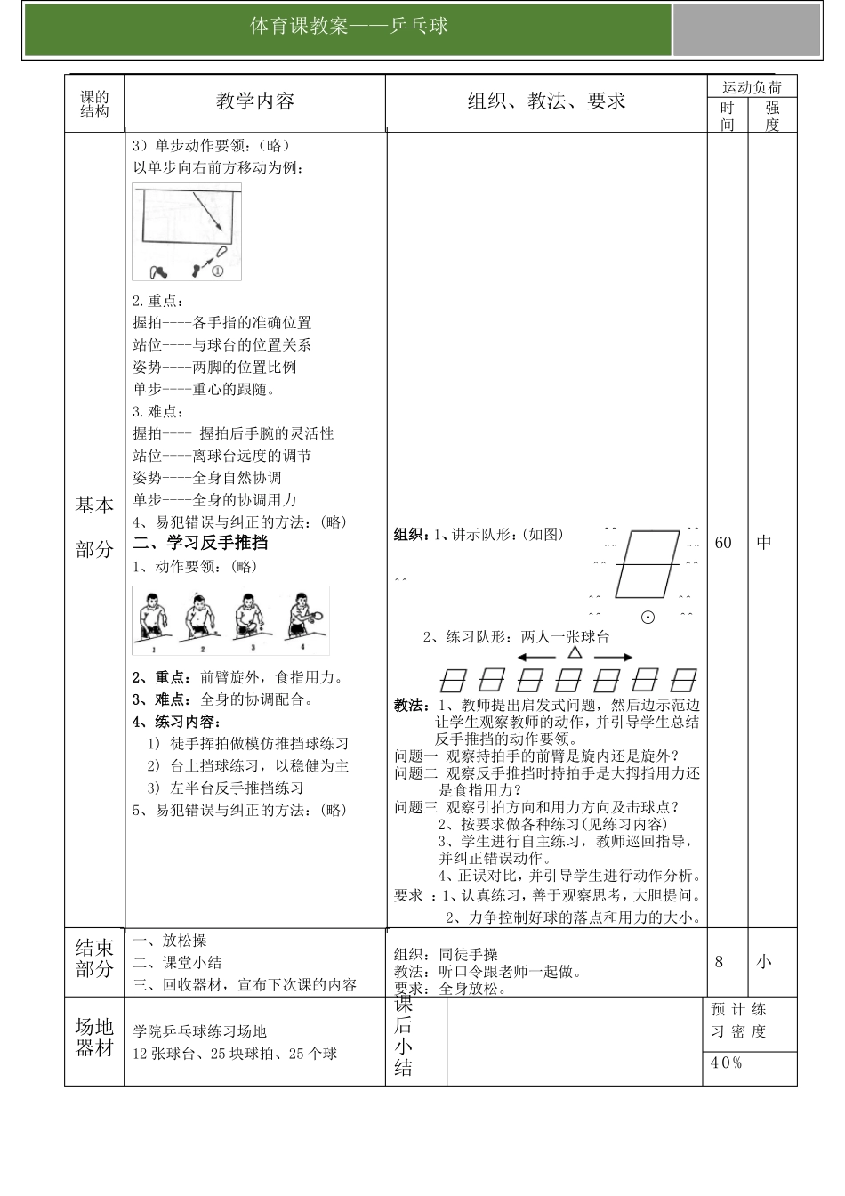 体育课教案教案——乒乓球_第3页