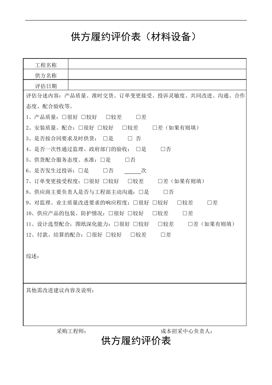 供应商供方履约评价表参考模板_第3页
