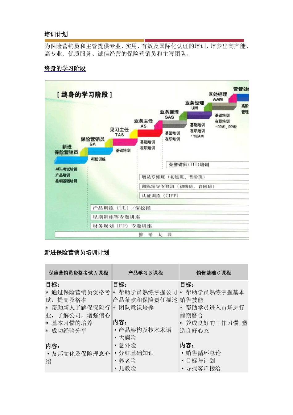 保险公司培训计划范文_第1页
