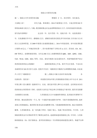 保险公司领导讲话稿