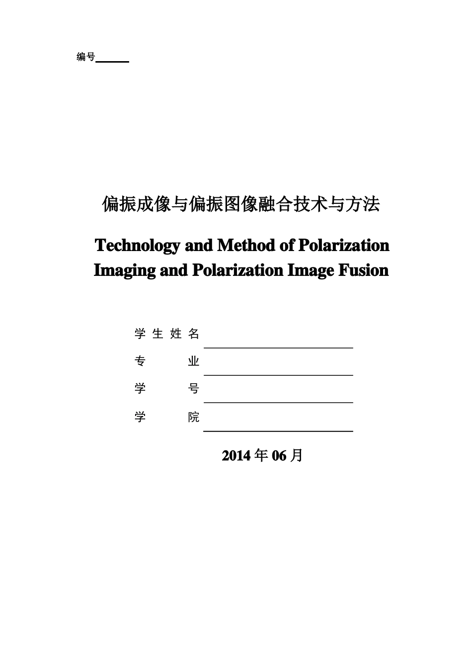 偏振成像及偏振图像融合技术与方法模板_第1页
