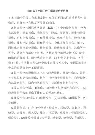 停工留薪期分类目录